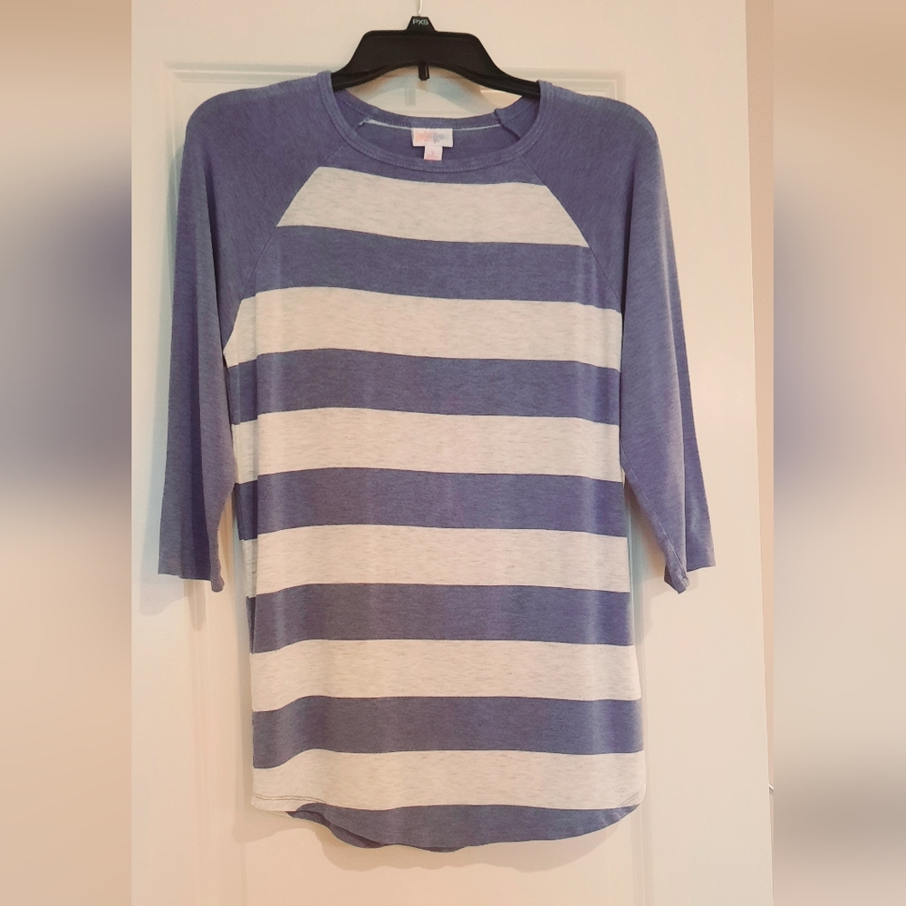 LuLaRoe Raglan Sleeve Randy Striped Shirt - Picture 5 of 7